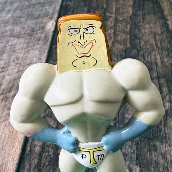 Powdered Toast Man PVC Figurine 1994 Dakin Nickelodeon Ren and Stimpy 3.75 Inch - Picture 4 of 5